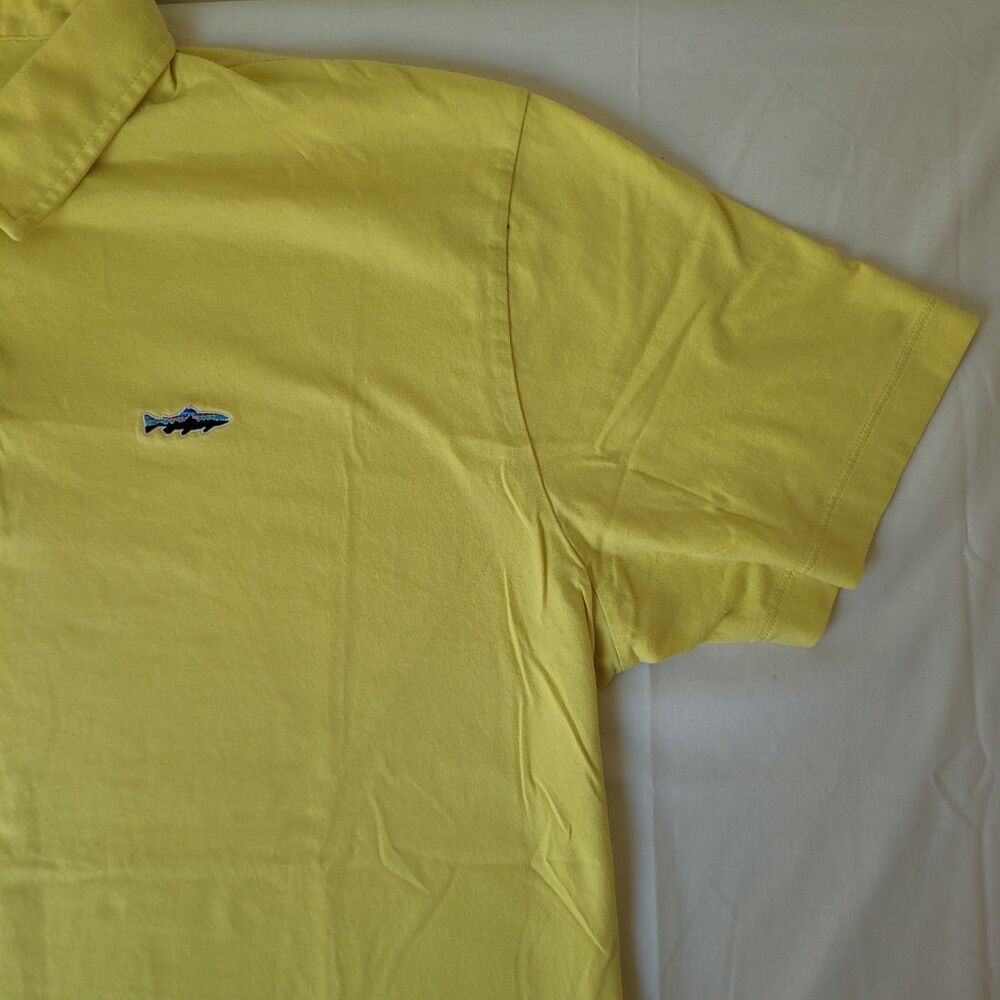 Patagonia Polo Shirt Mens XL Yellow Organic Cotton Short Sleeve Fish Logo - Picture 7 of 8